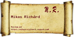 Mikes Richárd névjegykártya